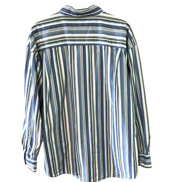Geoffrey Beene Cotton Button-Down Shirt: Vintage, Blue Stripes, Men’s Size XL - Picture 2 of 8